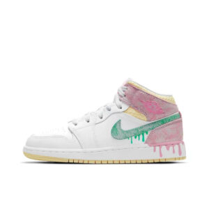 [DD1666-100] Giày Nike Air Jordan 1 Mid SE GS ‘Paint Drip’