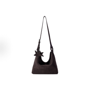 [ECOD25-B042] Glossy Woven Tote Bag Brown