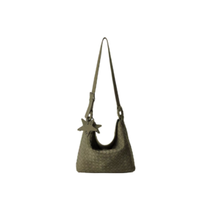 [ECOD25-B042] Glossy Woven Tote Bag Dark Green